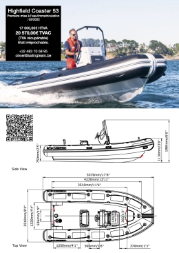 Semi-rigide Highfield 5.3m alu + Honda BF50D + rem. route